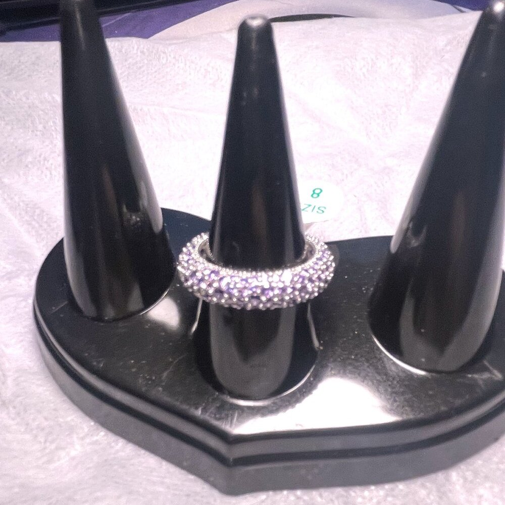 CZ Ring Violet Color, set in .925 Sterling, size 8, Beautiful Infinity Style